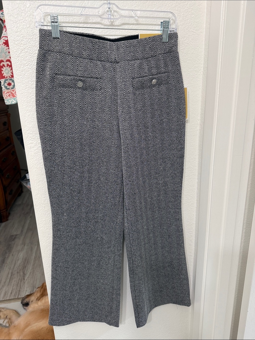 Gray Herringbone Wide-Leg Ankle Length Michael Kors Pants